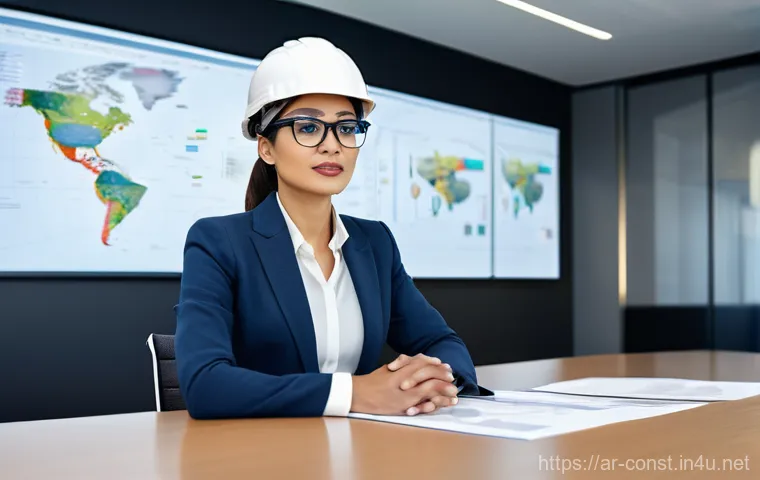 시공 전문가의 외국어 학습 필요성 - **Prompt:** A mid-shot of a bustling yet organized construction site, where a diverse group of male ...