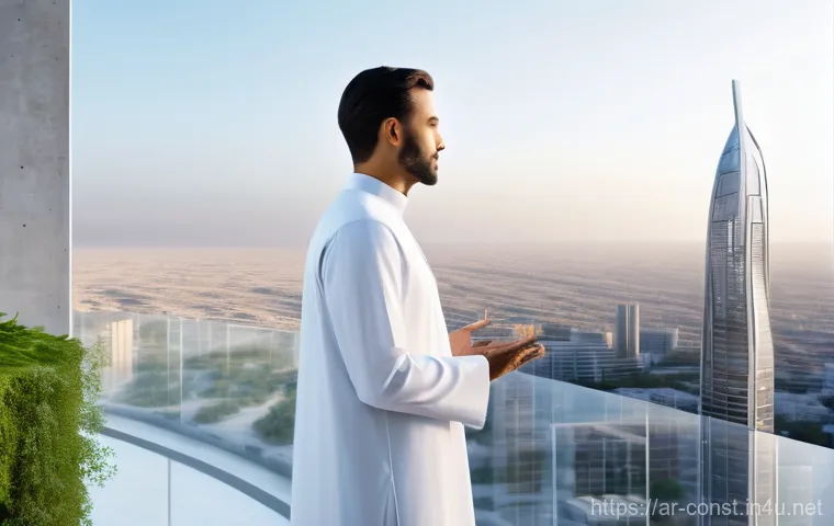 건축 시공과 AI 기술 접목 사례 - **AI-Enhanced Architectural Design and Sustainable Future:** A visionary architect, dressed in a mod...