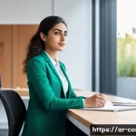 건축 시공 실무 인터뷰 준비 팁 - **Prompt:** A dynamic, brightly lit scene featuring a young, ambitious Arab female engineer in her l...